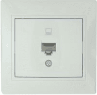 Lezard  Mira  Белый-Белый Розетка компьютерная CAT5 скрытая установка  (860029) 701-0202-139