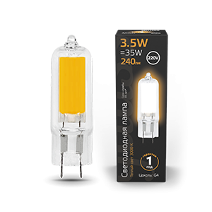 Лампа Gauss LED G4 AC220-240V 3.5W 240lm 3000K Glass 1/10/200