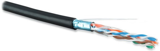 FUTP4-C5E-S24-OUT-LSZH-BK-500 (500 м) Кабель витая пара F/UTP, категория 5e, 4 пары(24 AWG), одножильн.(solid), экран-фольга, внешний, LSZH нг(С)-HF, -40градC-+75градС, черный-гарантия: 15 лет компонентная Hyperline
