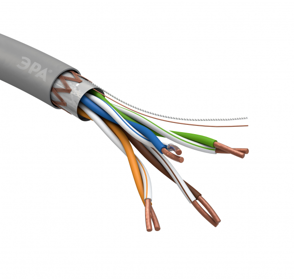 Кабель витая пара SF/UTP Cat5e 4x2x24 AWG CU PVC 305 м (1/18) ЭРА