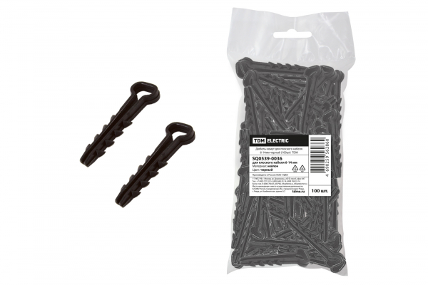 Дюбель-хомут  6-14 прямоугольный черный (100шт) TDM