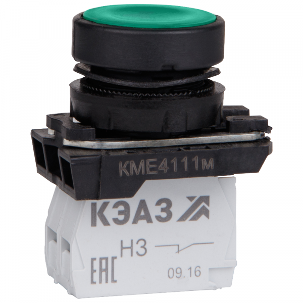 Кнопка КМЕ4111м зелёный 1но+1нз цилиндр IP40 КЭАЗ
