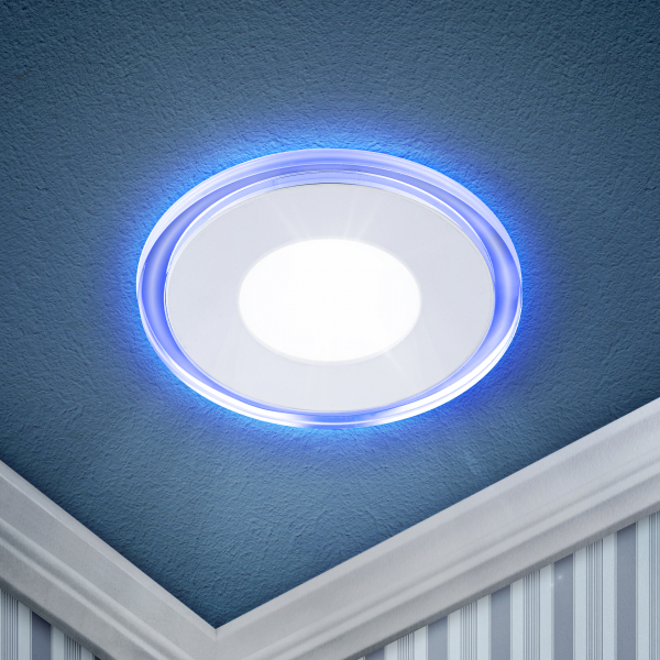 Светильник светодиодный LED 3-9 BL  ЭРА круглый c cиней подсветкой LED 9W 220V 4000K (40/480)