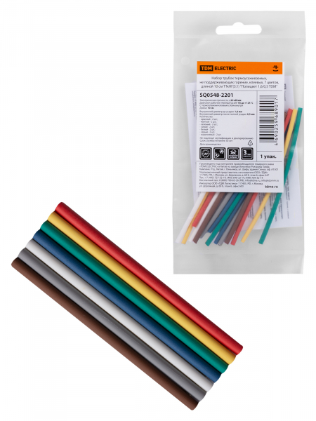 Набор трубок термоусаживаемых, не поддерживающих горение, клеевых, 7 цветов, длиной 10 см ТТкНГ(3:1) "Полицвет 1,6/0,5 TDM"