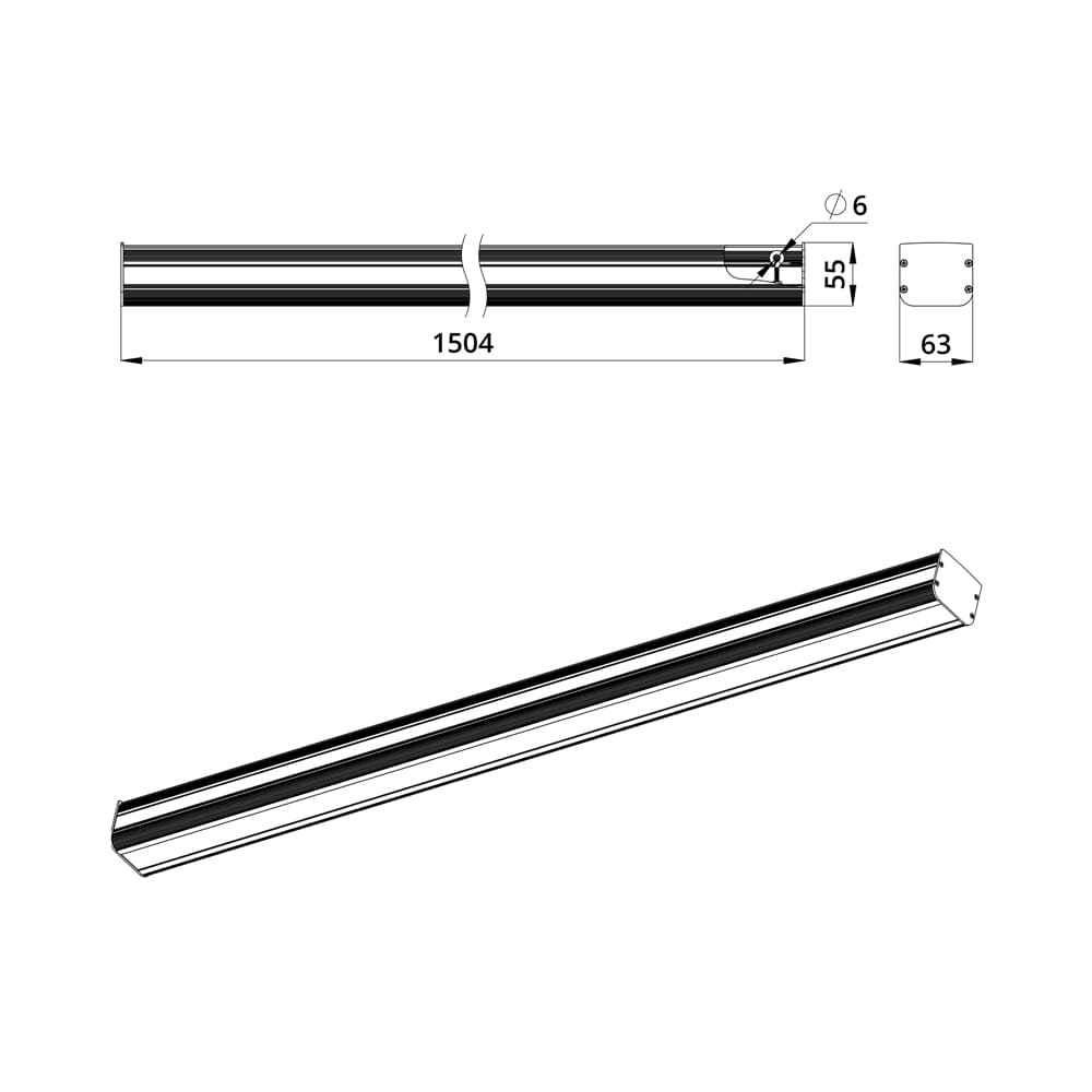 Маркет-Линия 60 1500мм IP30 CRI80 5000К Прозрачный