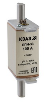 Плавкая вставка предохр. габ.    00С  63А КЭАЗ ППН-33-X3-00С-63А-УХЛ3