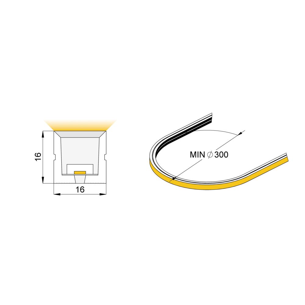Кант 14 2м 1616 24В DC CRI90 3000К Прямое свечение