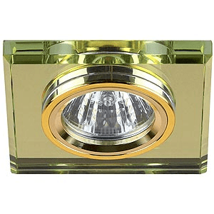 Точечный светильник ЭРА DK8 GD/YL декор стекло квадрат MR16,12V, 50W, золото/зеркальный желтый