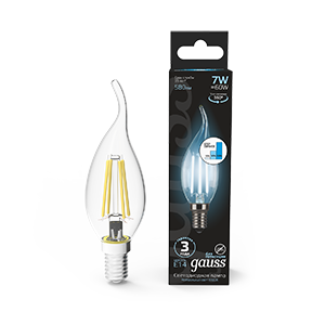 Лампа Gauss LED Filament Свеча на ветру E14 7W 580lm 4100K step dimmable 1/10/50