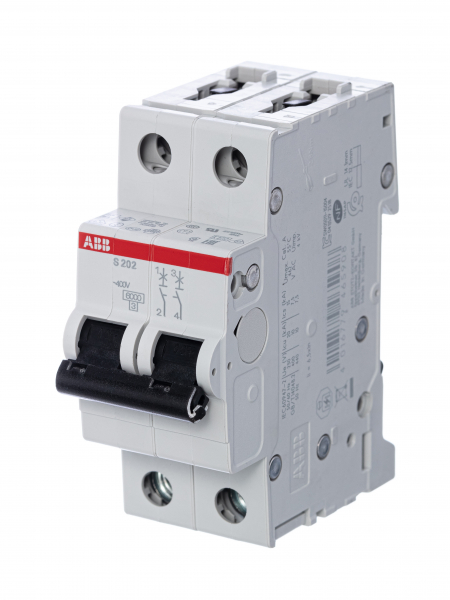 Автоматический выключатель ABB 2P 6А характеристика C 6кА S202 C 6 2CDS252001R0064