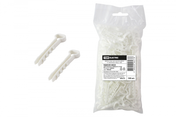 Дюбель-хомут  6-12 прямоугольный белый (100шт) TDM