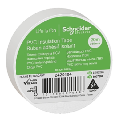 Изолента ПВХ белая 19мм 20м  Schneider Electric