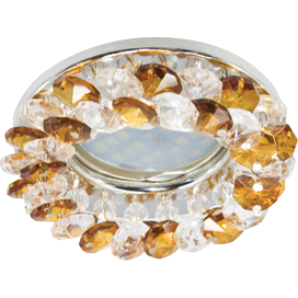 Светильник Ecola MR16 CD4141 GU5.3  встр. круглый с хрусталиками Прозрачный и Янтарь/Хром 50x90
