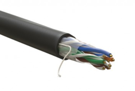 Кабель витая пара, неэкранированный U/UTP, категория 5e, 4 пары (24 AWG), одножильный, внешний, PE, черный, 305 м WRLine