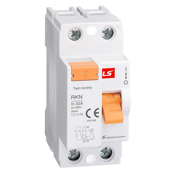 Устройство защитного отключения (RCCB) LS Electric серии RKN, 1P+N, 63A 30mA, тип AC