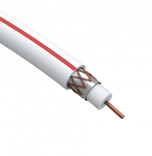 Кабель коаксиальный SAT 50 М, 75 Ом, Cu/(оплётка Cu 75%), PVC, цвет белый, бухта 10м (40/480) ЭРА