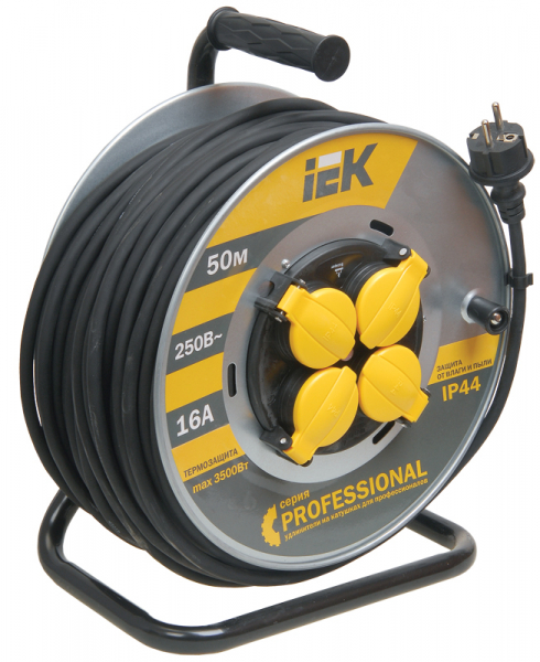 Катушка УК50 т/з 4 места 2Р+PЕ/50м КГ 3х1,5мм2 IP44  на мет с "Professional" IEK