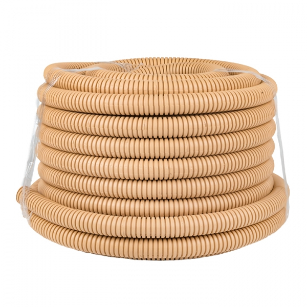 Труба ПВХ гофр. пр. 25мм светлое дерево легкая (20м) EKF Plast (кратно 25)