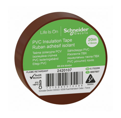 Изолента ПВХ коричневая 19мм 20м Schneider Electric