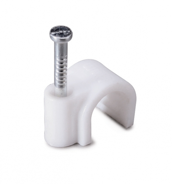 Скоба крепежная для кабеля пластиковая с гвоздем для круглых проводов и кабелей СПК 5 Fortisflex