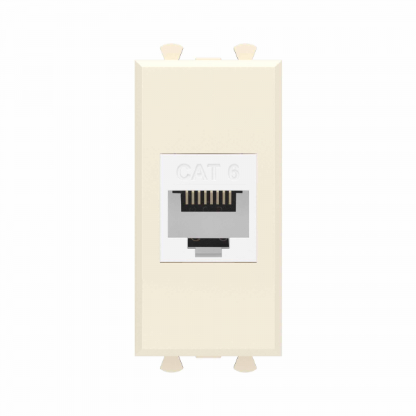 Компьютерная розетка RJ-45 без шторки модульная, кат.6, "Avanti", "Ванильная дымка", 1 модуль