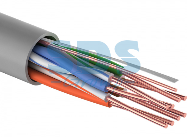 UTP 4PR 24AWG, CU (медь), CAT5e, 100МГц, PVC серый, (бухта 25 м)  кабель  01-0043-25 REXANT