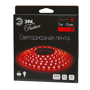 Светодиодная лента ЭРА IP65  12V  14,4Вт/м  красный  LS5050-60LED--R  (1уп.-5м)