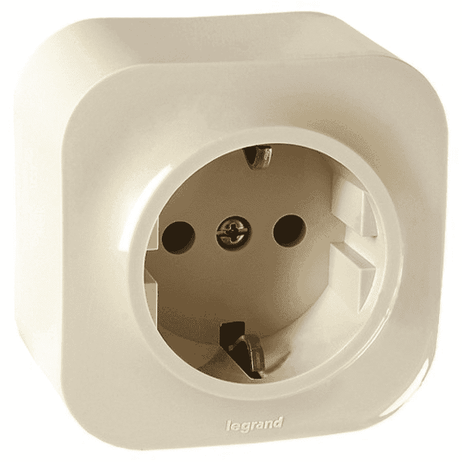 Legrand  Quteo  Слоновая Кость Розетка 2К+З шторки 782250