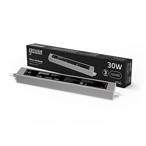 Gauss Драйвер 12V  30Вт IP66 220х30х20