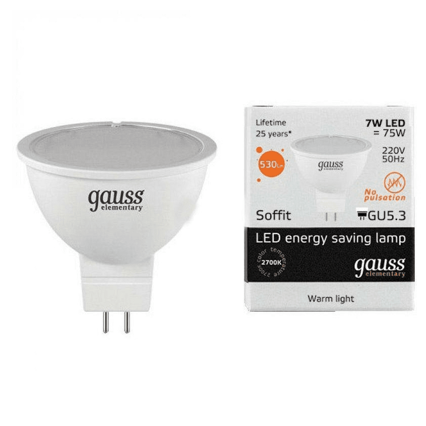 Светодиодная лампа Gauss MR16 7Вт 220В 2700K-3000К GU5.3