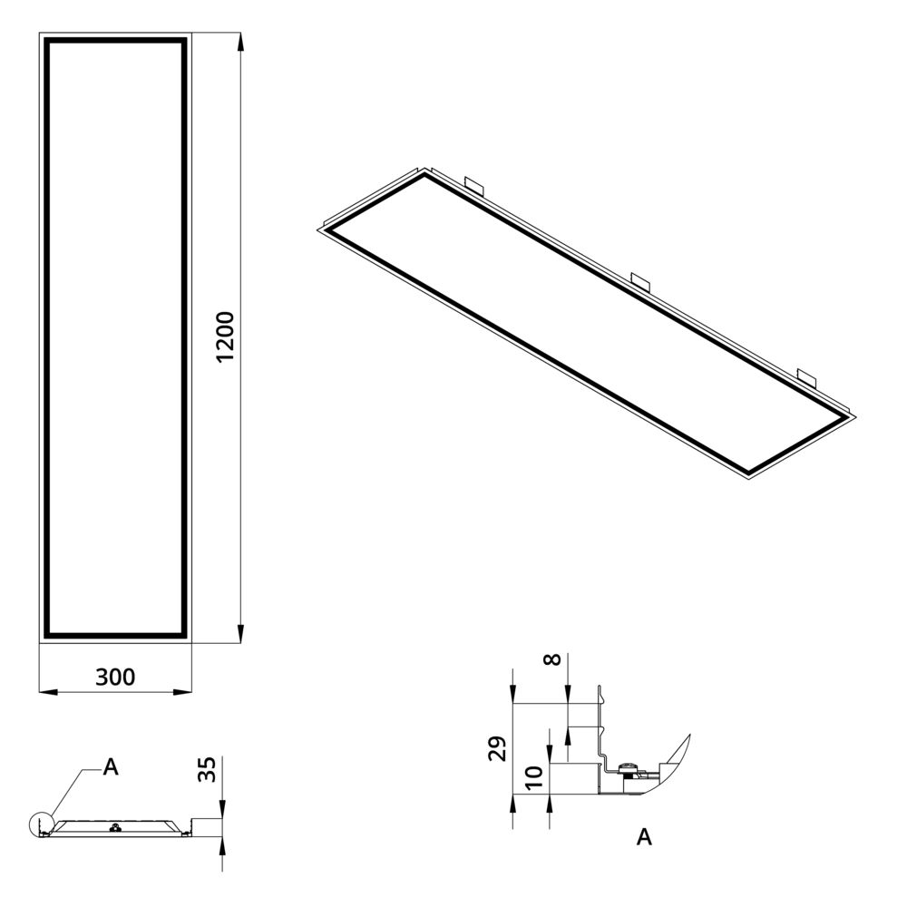 Офис Комфорт 34 IP40 CRI80 4000К Опал 1200х300х35мм Clip-In