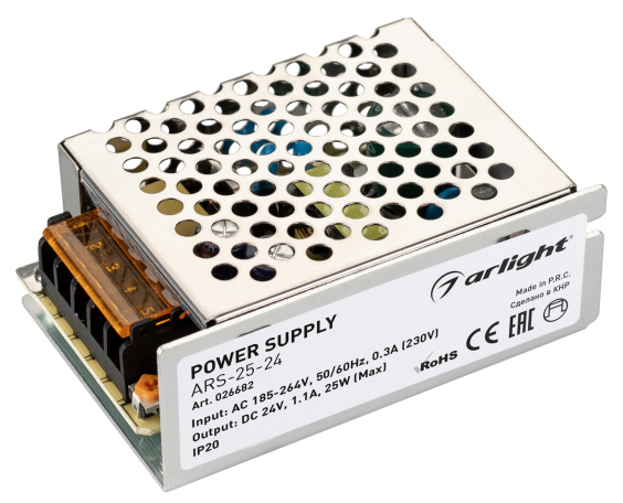 Arlight Блок питания 24V, 25W IP20 85х58х34 ARS-25-24 (24V, 1.1A, 25W)