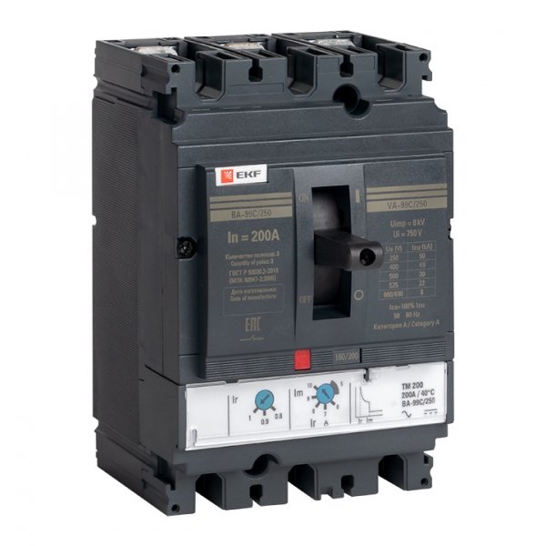 Выключатель Автоматический  3П   250/200А  45кА  ВА-99C (Compact NS) EKF mccb99C-250-200