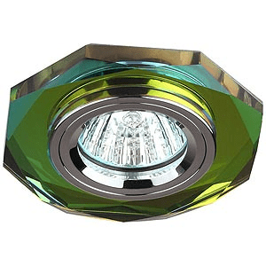 Точечный светильник ЭРА DK5 СH/MIX  декор стекло многогранник MR16,12V, 50W, GU5,3 мультиколор/хром