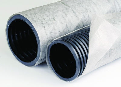 Двустенная труба ПНД гибкая дренажная д.110мм с геофильтром, SN8,перфорация 360 град., в бухте 50м, цвет черный (кратно 50)