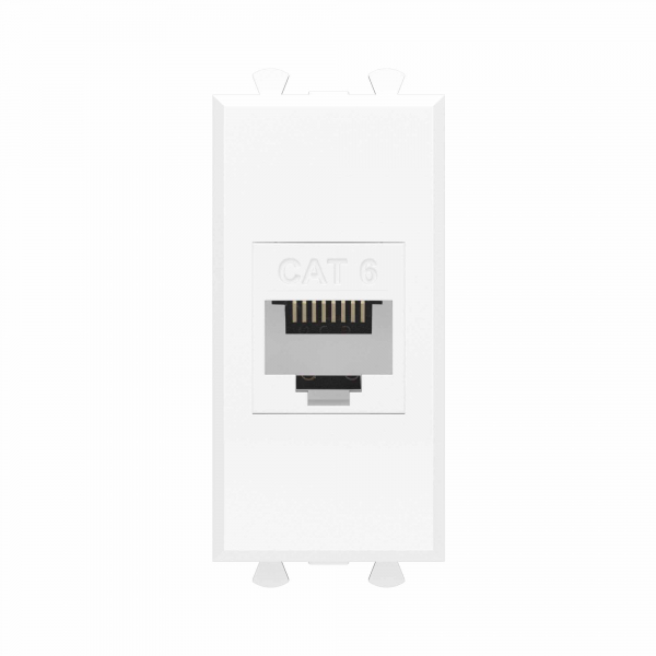 Компьютерная розетка RJ-45 без шторки модульная, кат.6, "Avanti", "Белое облако", 1 модуль