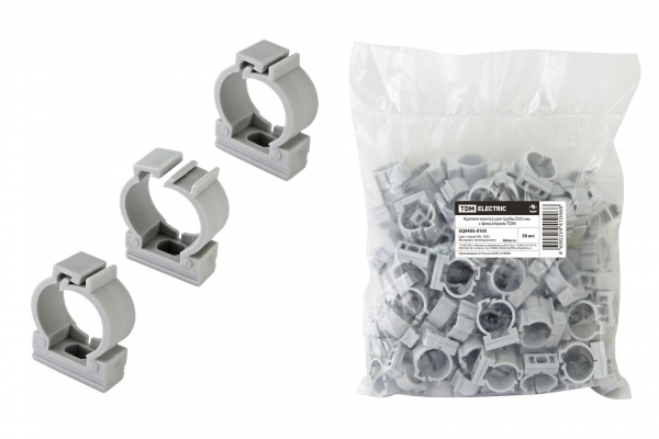 Держатель двухкомпонентный, д.25мм ТДМ Крепеж-клипса для трубы D25 мм с фиксатором