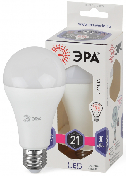 Светодиодная лампа ЭРА LED A65-21Вт-860-E27