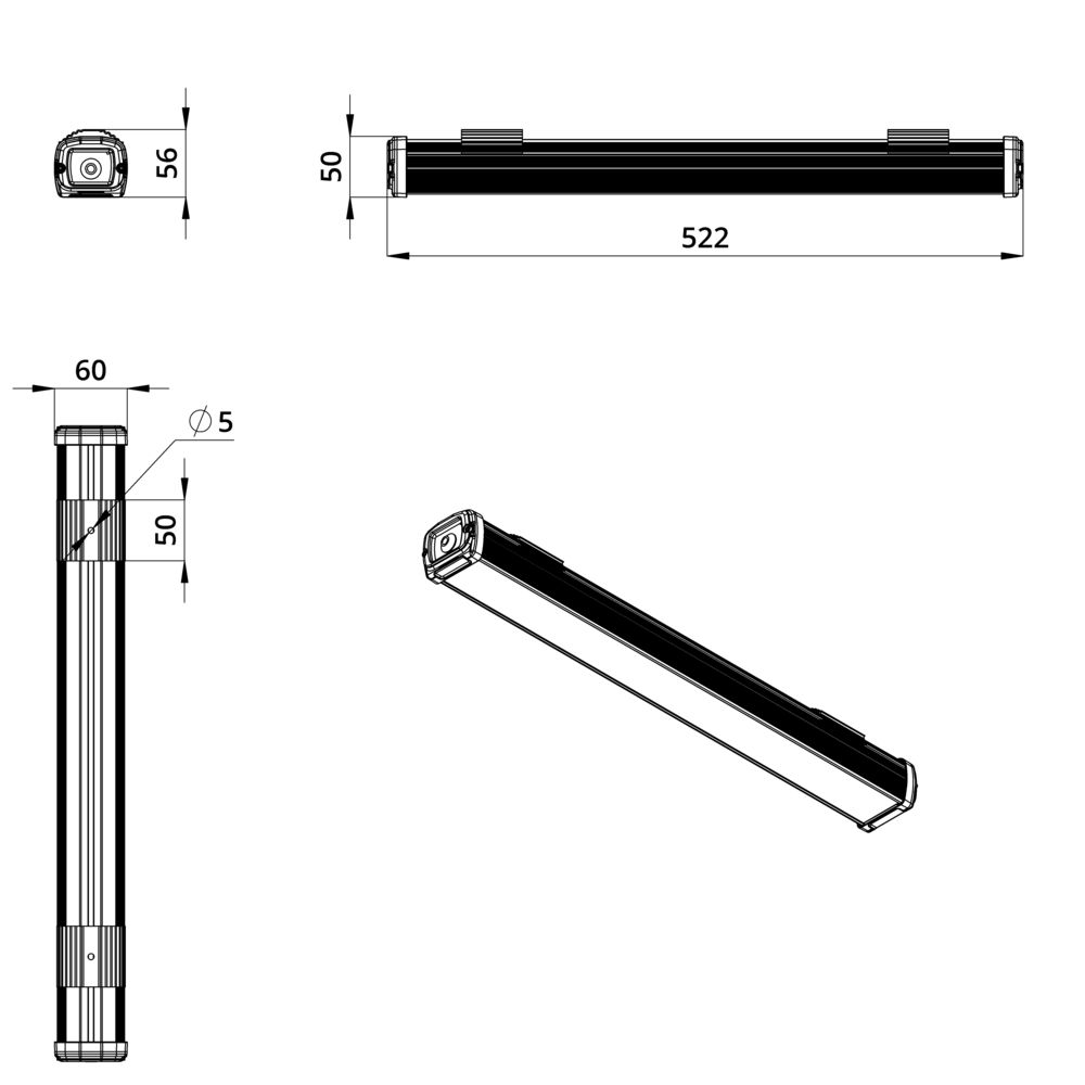 Т-Линия Стронг 20 500мм CRI70 4000К Матовое закаленное стекло