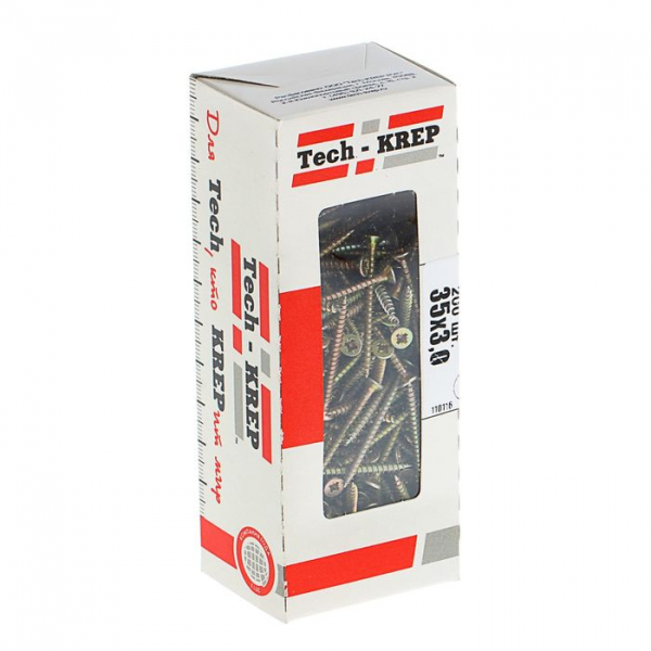 Саморез универсальный 3,0х35 мм (200 шт) желтые - коробка с ок. Tech-Krep