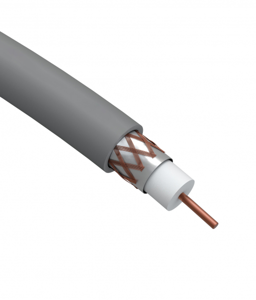 Кабель коаксиальный RG-6U, 75 Ом, Cu/(оплётка Cu 64%), нг(А)HF, цвет серый, бухта 100 м (4/80) ЭРА