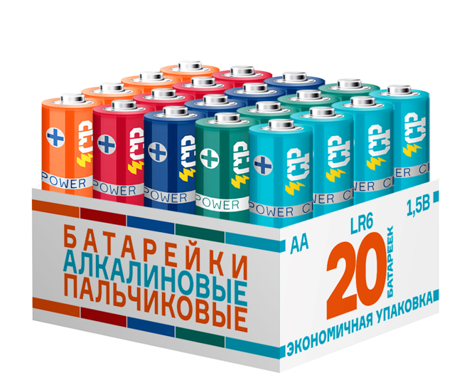 Элемент питания CP LR6 Алкалиновые BOX20 MIX (кратно 20)
