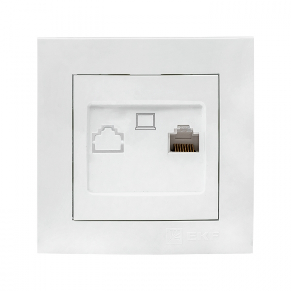 Валенсия розетка компьютерная RJ-45 1-местная белая EKF PROxima