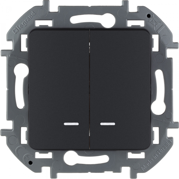 Legrand INSPIRIA Антрацит Выключатель 2-клавишный c подсветкой IP20 скрытая установка 673633