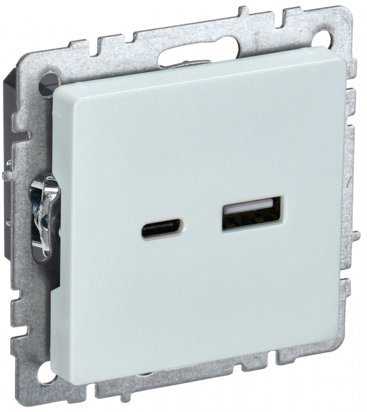 BRITE Роз. USB A+C 18Вт РЮ11-1-БрЖ жемч. IEK