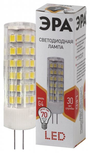 Светодиодная лампа ЭРА LED smd JC-7w-220V-corn, ceramics-827-G4