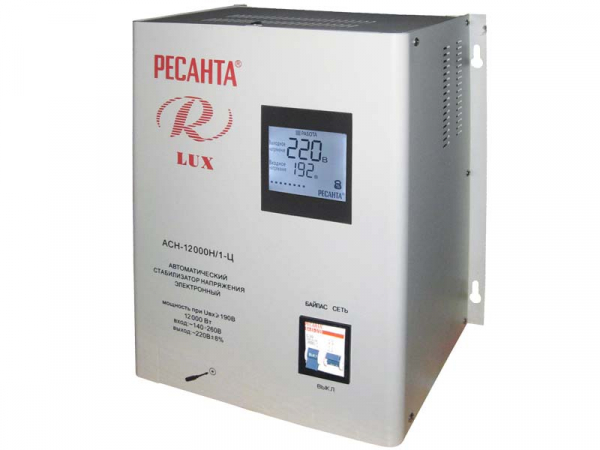 Стабилизатор однофазный цифровой, навесной АСН-12 000 Н/1-Ц Lux Ресанта