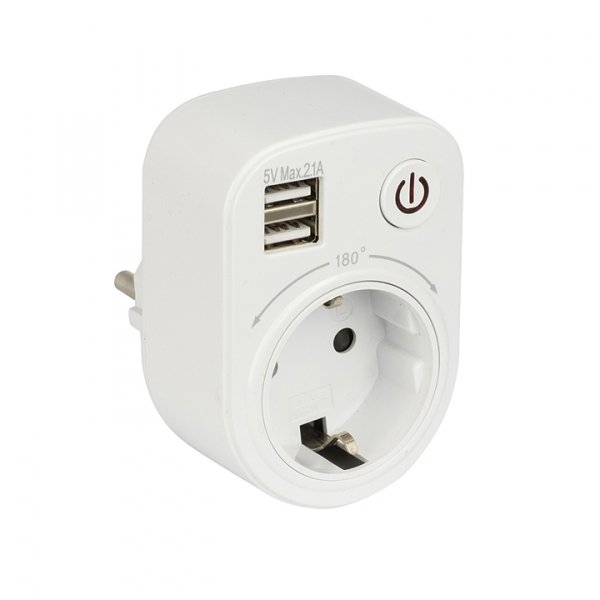 EKF PROxima Блок розеточный (розетка 2P+E 16А, 2 USB разъема 5V 2,1A) SB-01