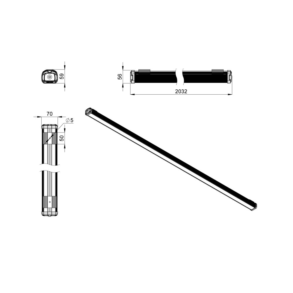 Т-Линия Компакт 100 2000мм CRI70 3000К Прозрачный