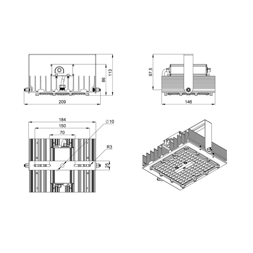 Прожектор 50 S CRI70 5000К 155х70°